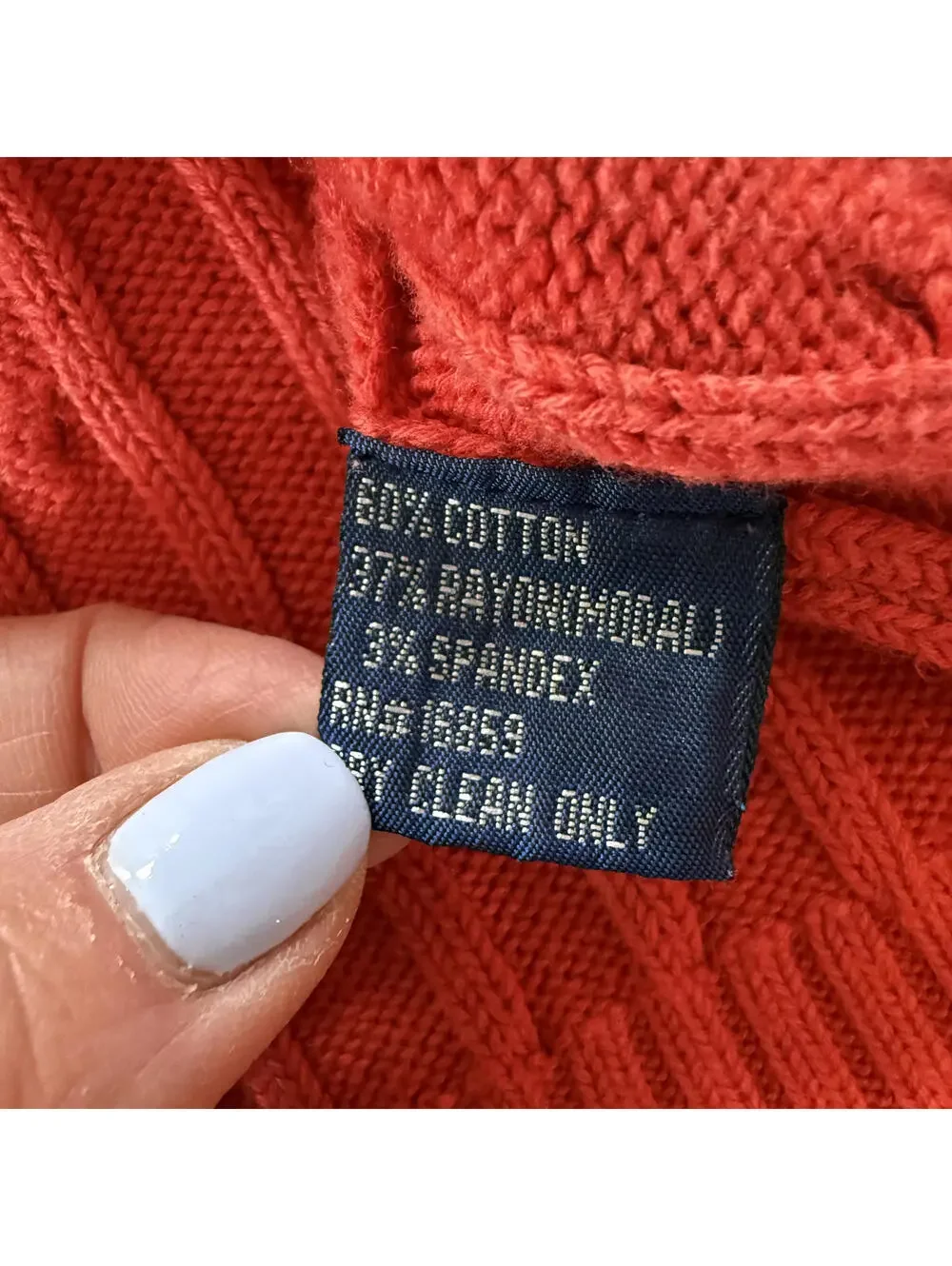 J. McLaughlin Orange/Coral Cable Knit Cotton‎ Blend Long Sleeve Sweater Wms SZ M
